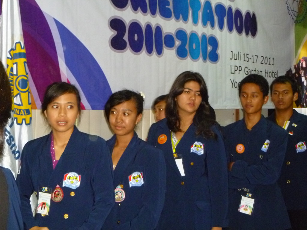 High school students from Indonesia at the orientation meeting in Yogyakarta in July 2011, prior to their departure