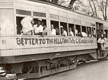 Better to Hell than be colonized again written on train in Indonesia
