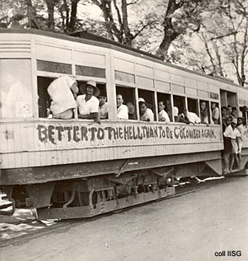 Better to Hell than be colonized again written on train in Indonesia