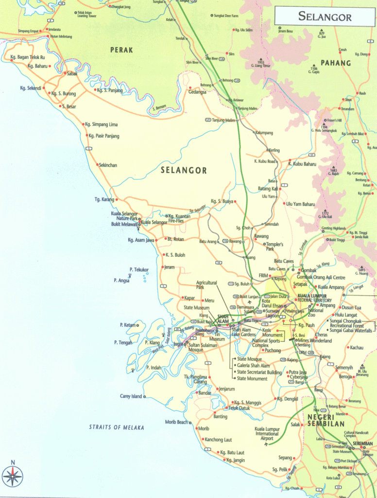 Map of Central Malaysia - Latitudes