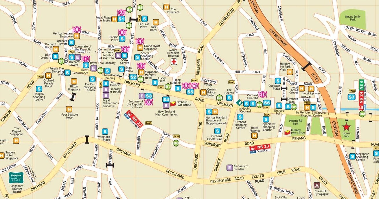 Map Singapore Orchard Road Latitudes