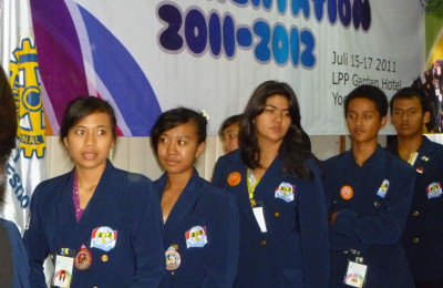 High school students from Indonesia at the orientation meeting in Yogyakarta in July 2011, prior to their departure