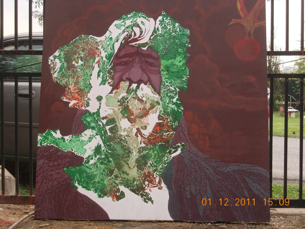 One of Rahmat Haron's paintings in progress - 2011
