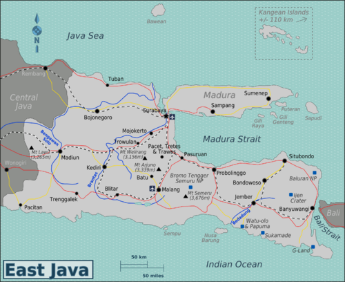 East Java map